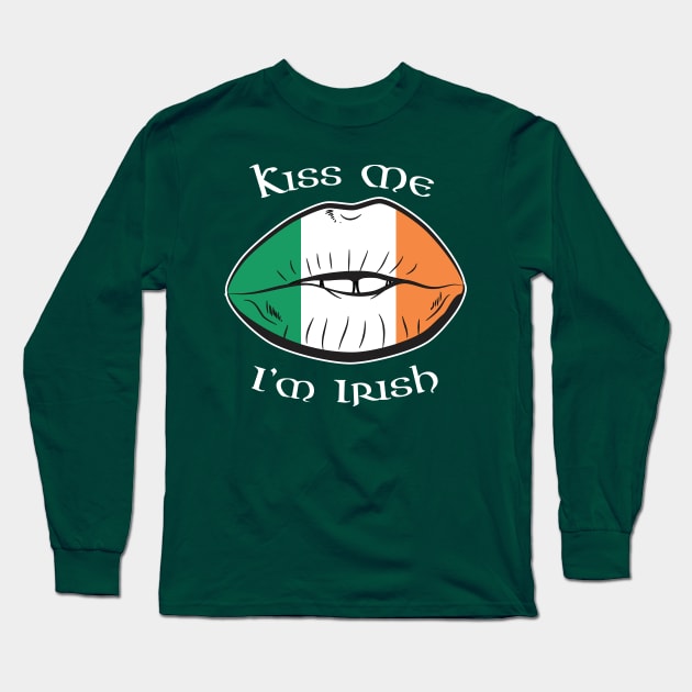 Kiss Me I'm Irish Lips St Patricks Day Long Sleeve T-Shirt by atomguy